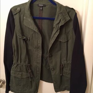 Torrid Black and Green Cinched-Waist Jacket